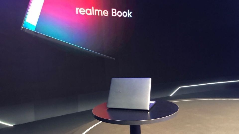 Realme's upcoming laptop, the 'Realme Book', poses for photos with a metallic chassis & thin bezels